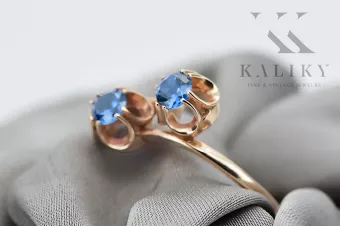 Žiedas Vintažinis stilius Akvamarinas Originalus 14k rožinio aukso vintage vrc266r